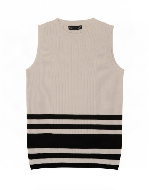 Marks & Spencer Top sin mangas para mujer UK 40 Viscosa a rayas blancas medianas
