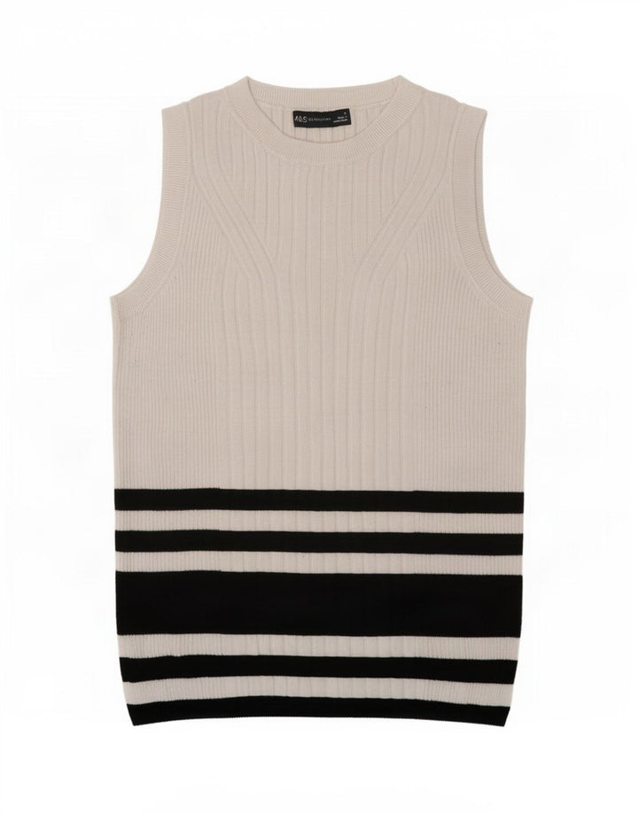 Marks & Spencer Top sin mangas para mujer UK 40 Viscosa a rayas blancas medianas