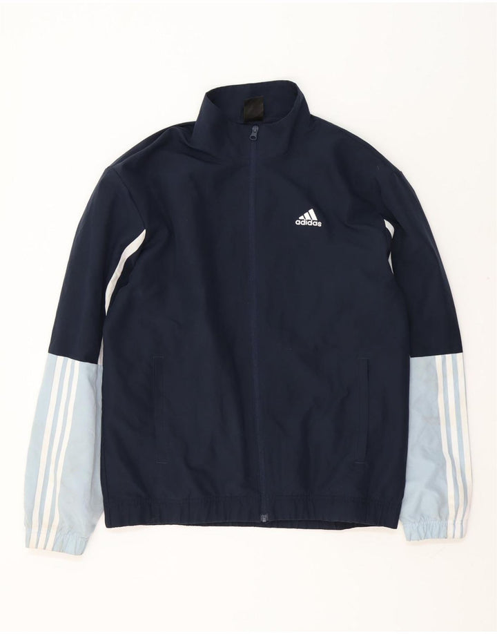 Adidas Hombre Chándal Top Chaqueta Medio Azul Marino Colorblock Poliéster