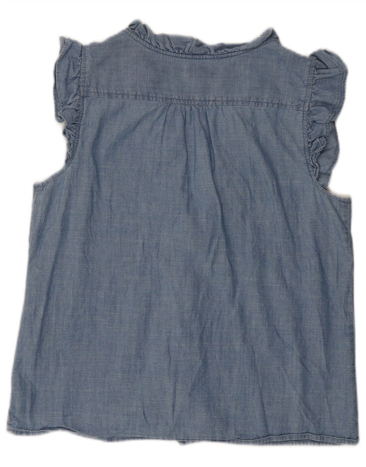 J. Crew Blusa de manga corta con volantes en la parte delantera para mujer UK 44 Azul medio