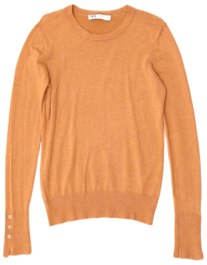Zara - Jersey con cuello barco para mujer, talla 40, color beige medio
