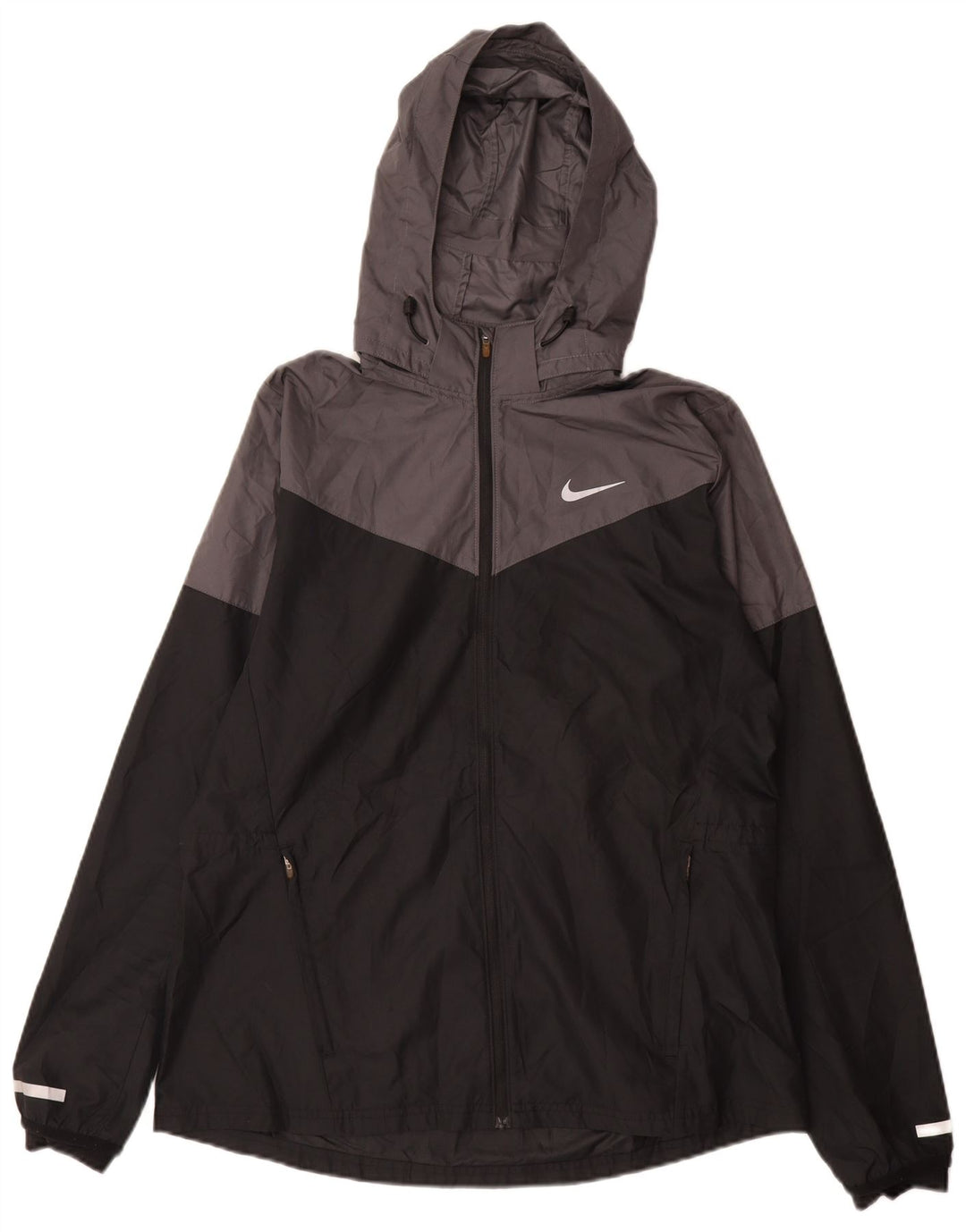 Nike Chaqueta impermeable con capucha para hombre UK 40 Large Negro Colorblock Poliéster