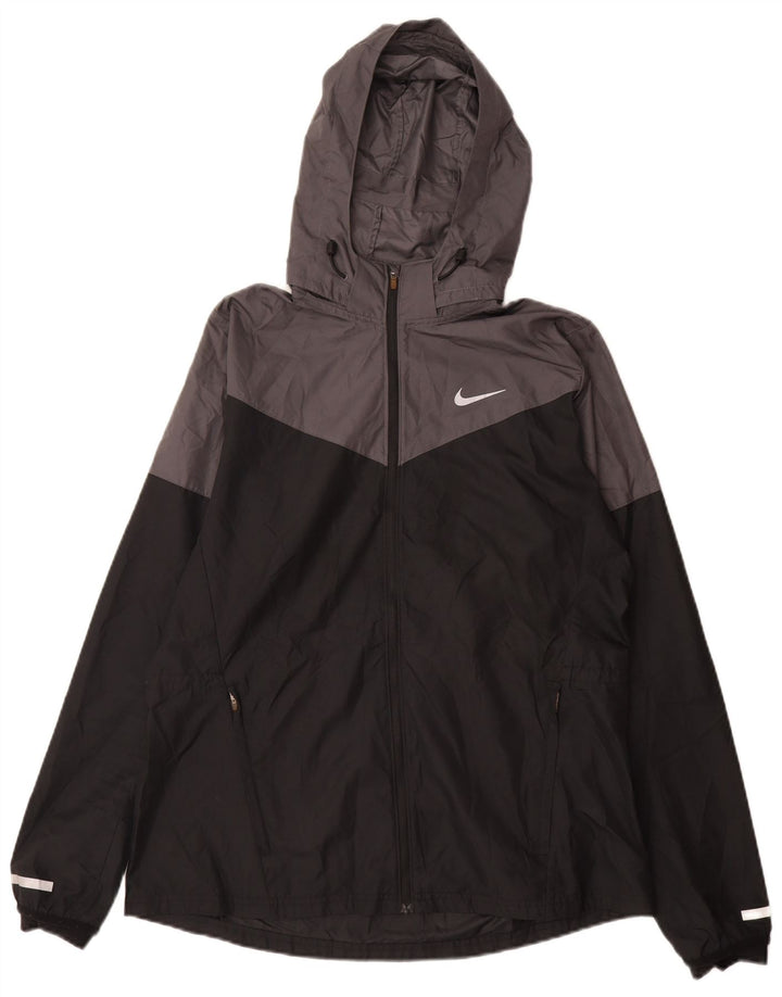 Nike Chaqueta impermeable con capucha para hombre UK 40 Large Negro Colorblock Poliéster