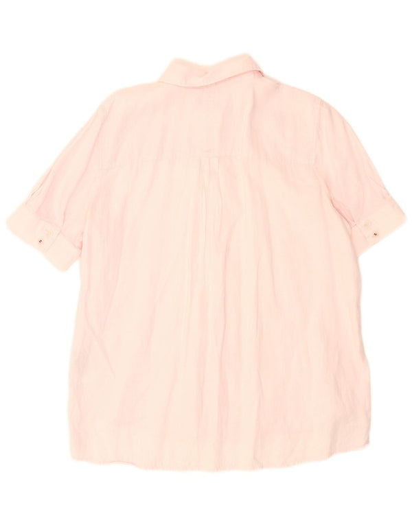 Tommy Hilfiger Camisa extragrande de manga corta para mujer UK 12 Medium Pink Linen