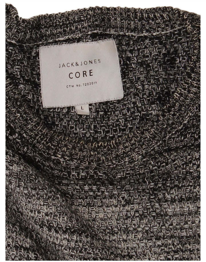 Jack & Jones Jersey con cuello redondo para hombre, talla grande, gris