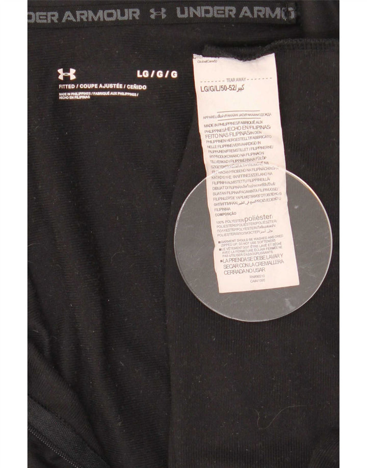 Under Armour Camiseta con cuello y cremallera para hombre Manga larga Poliéster negro grande