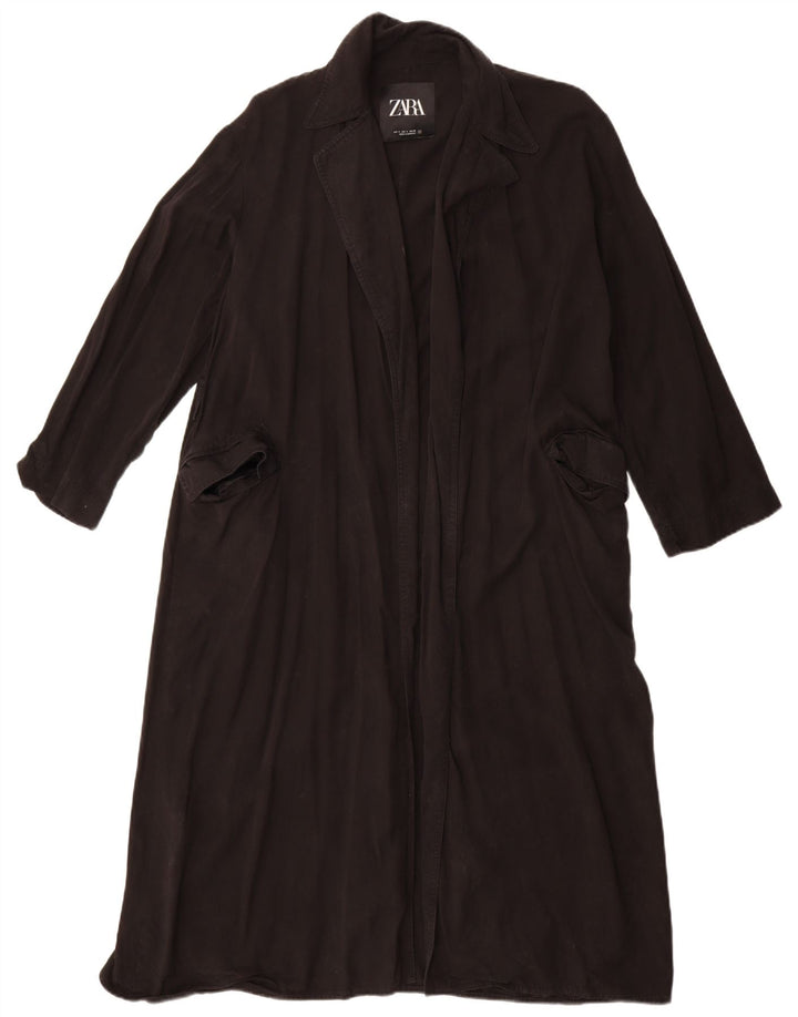 Zara Mujer Gabardina Extragrande UK 10 Small Black Lyocell