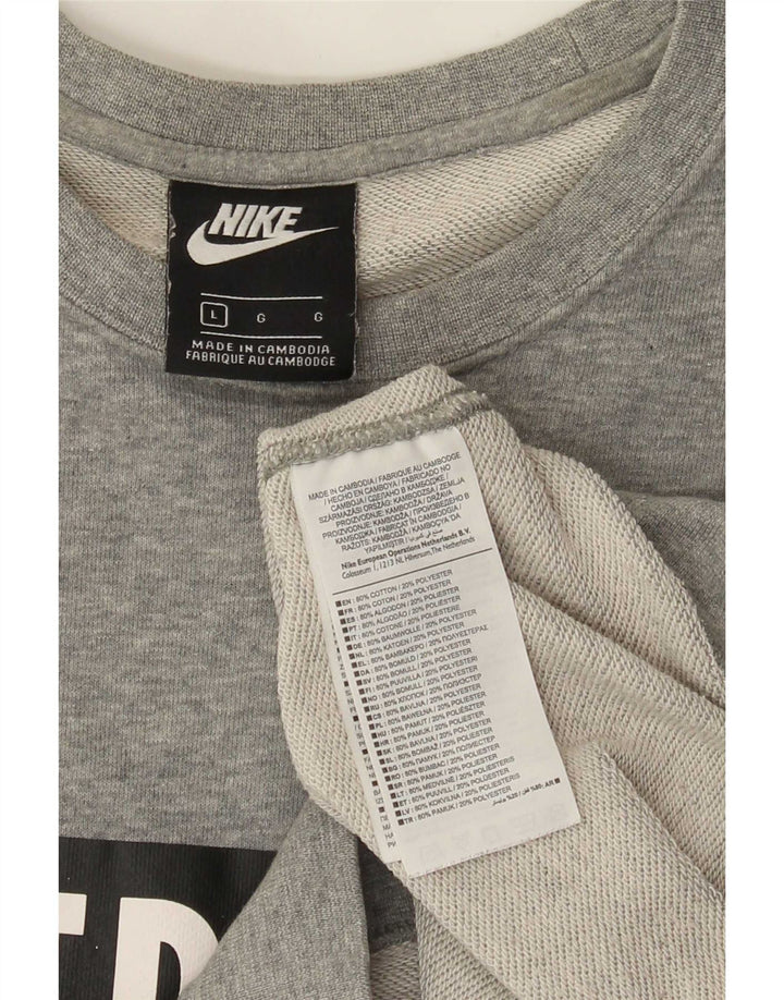 Nike - Sudadera con gráfico para hombre, jersey de algodón moteado gris grande