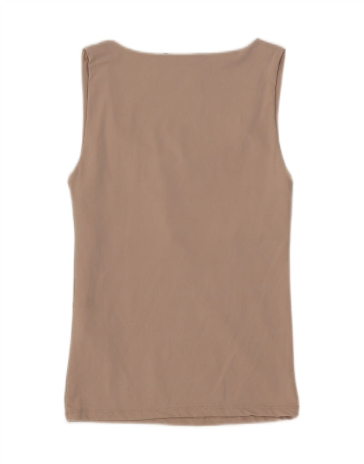 Zara Mujer Chaleco Top UK 42 Medio Beige Poliamida