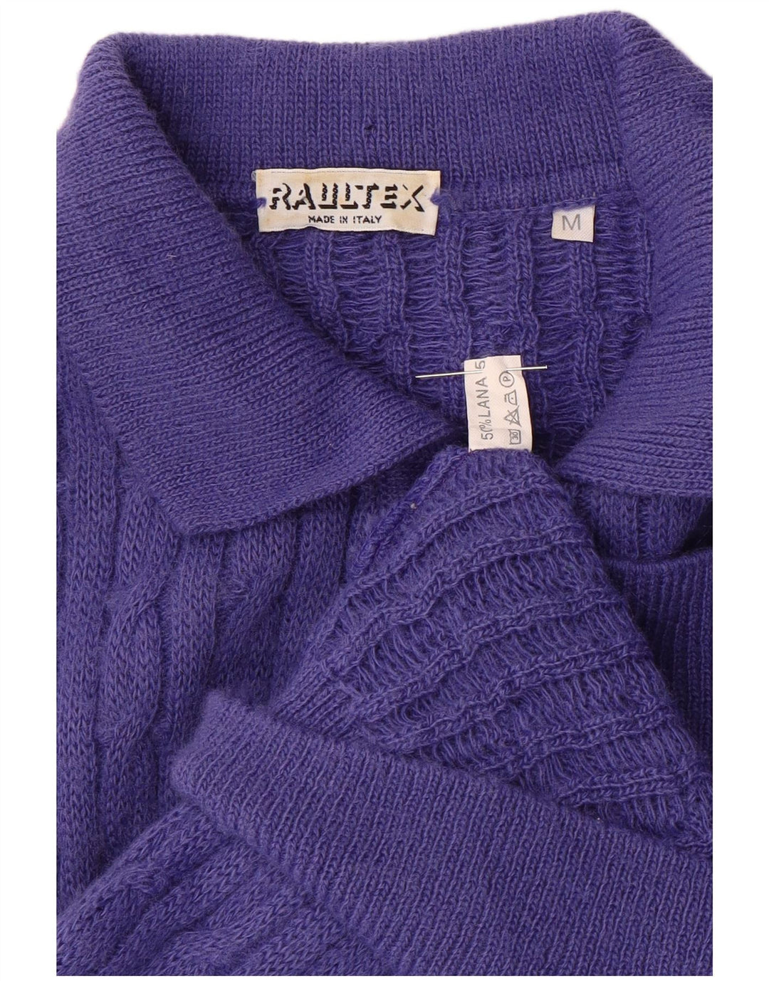 VINTAGE Hombres Polo Cuello Jersey Suéter Medio Lana Púrpura