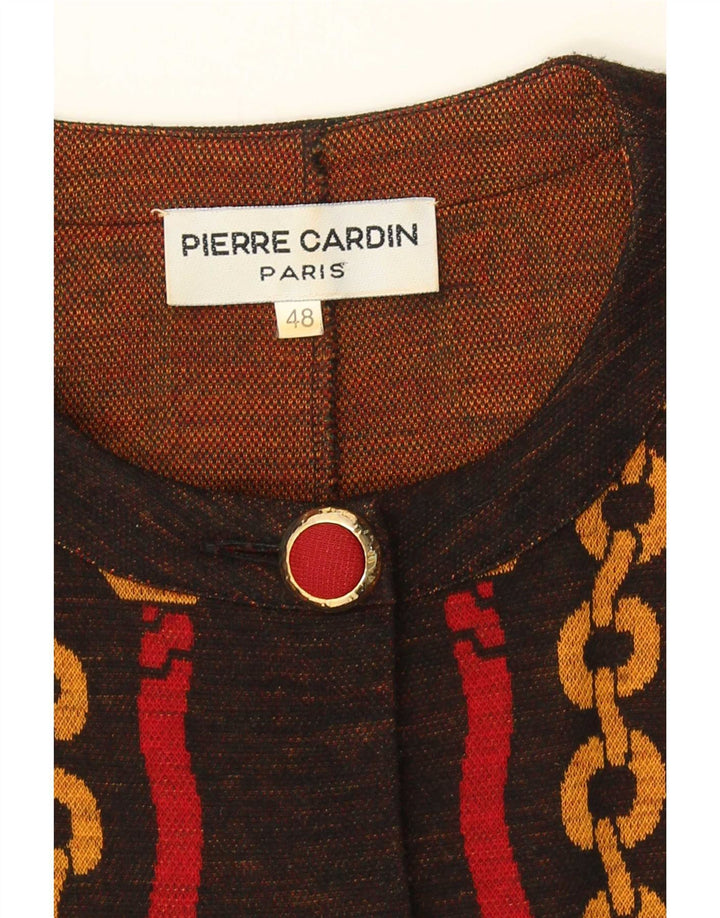 Pierre Cardin Chaqueta tipo blazer con 5 botones y estampado abstracto para mujer IT 48 XL Marrón