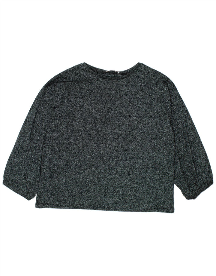 Zara Mujer Top Manga Larga UK 46 Grande Gris Moteado