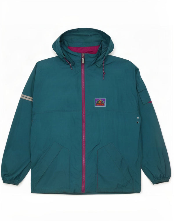 Vintage hombres con capucha chaqueta de lluvia IT 54 2XL verde deportes