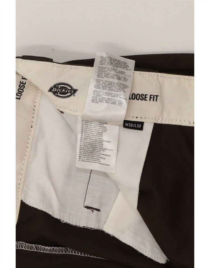 Dickies Pantalones cargo holgados para hombre W33 L32 Poliéster marrón