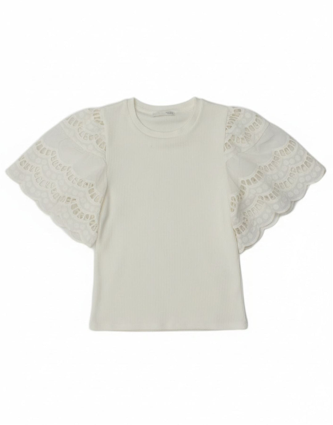 Zara Mujer Crop Batwing Blusa Top UK 8 Small White Viscosa
