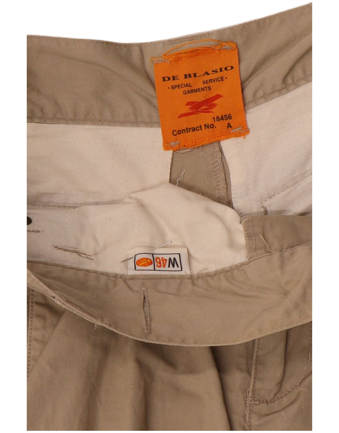 Vintage hombres pantalones cargo rectos IT 46 Pequeño W32 L34 Algodón Beige