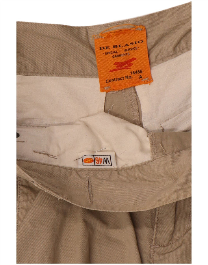 Vintage hombres pantalones cargo rectos IT 46 Pequeño W32 L34 Algodón Beige