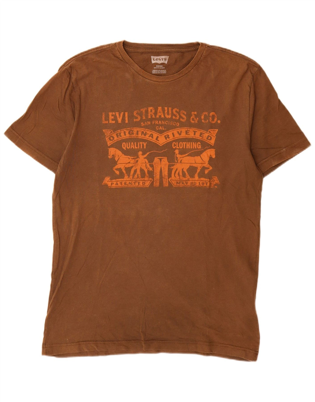 Levi's Hombre Camiseta Gráfica Top Algodón Marrón Medio