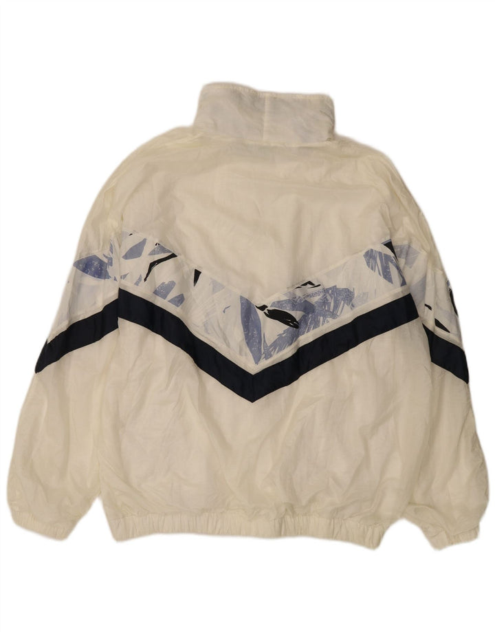 Vintage hombres chándal chaqueta superior IT 56 XL bloque de color blanco