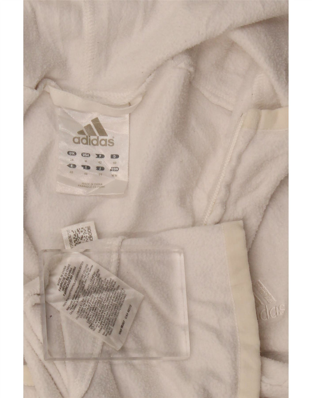 Adidas - Chaqueta polar con capucha para mujer, talla 40, poliéster blanco mediano
