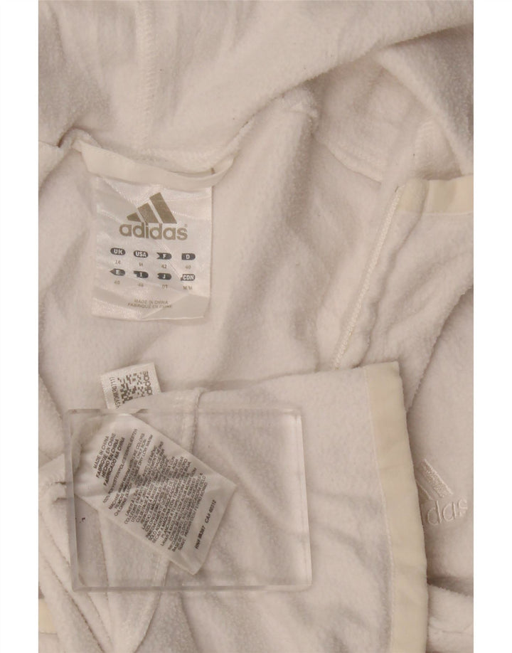 Adidas - Chaqueta polar con capucha para mujer, talla 40, poliéster blanco mediano