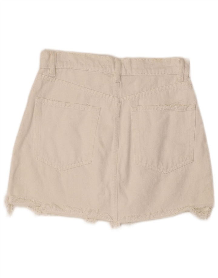 Falda Vaquera Zara Mujer Small W28 Algodón Blanco