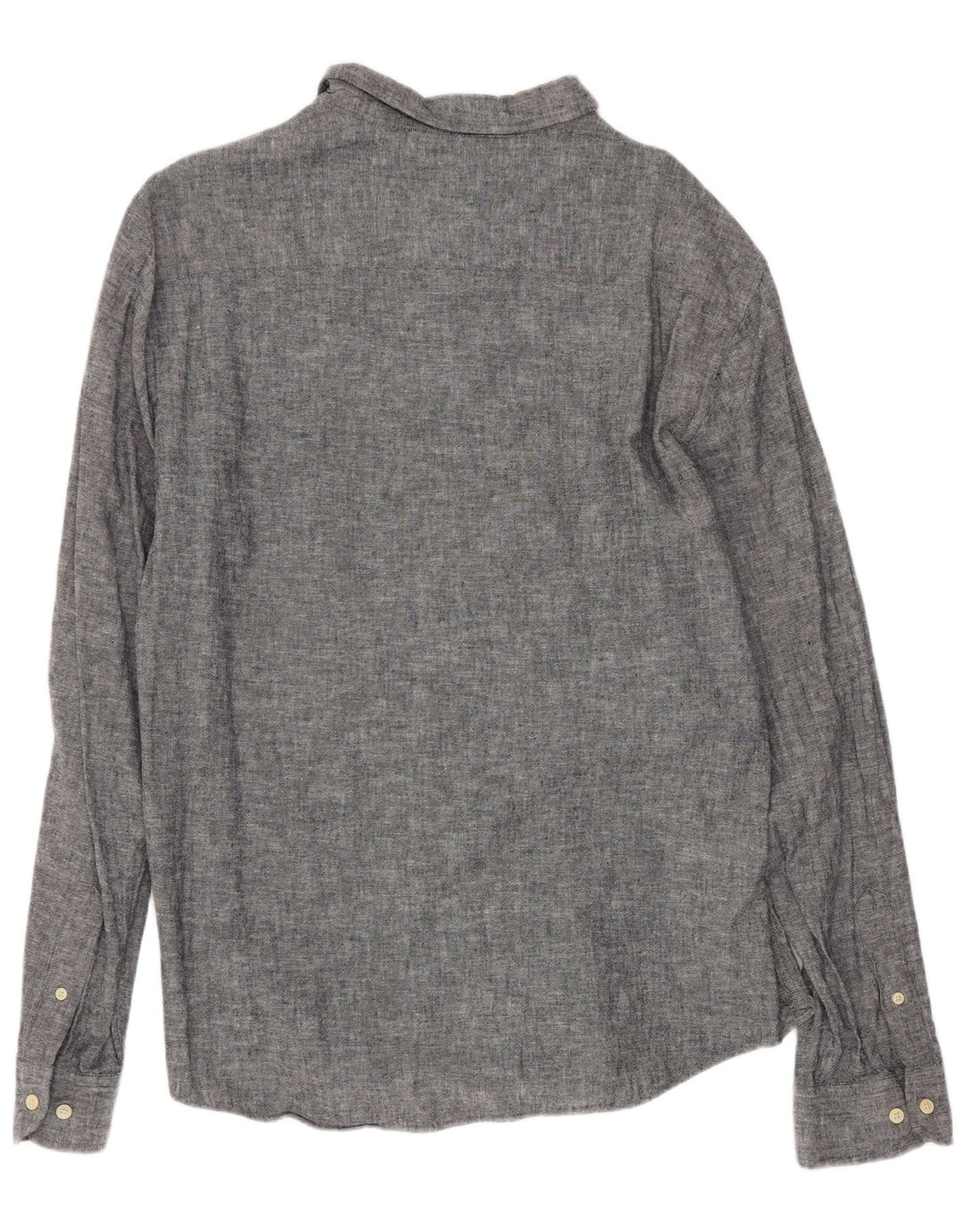 Camisa Nautica Hombre XL Lino Moteado Gris