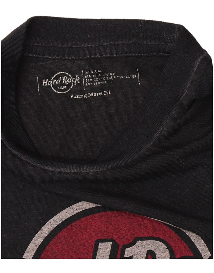 Hard Rock Cafe Mens Amsterdam Graphic Camiseta Top Medio Algodón Negro
