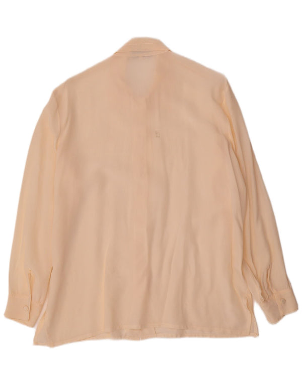Blusa camisera vintage para mujer UK 44 Mediana Seda blanca