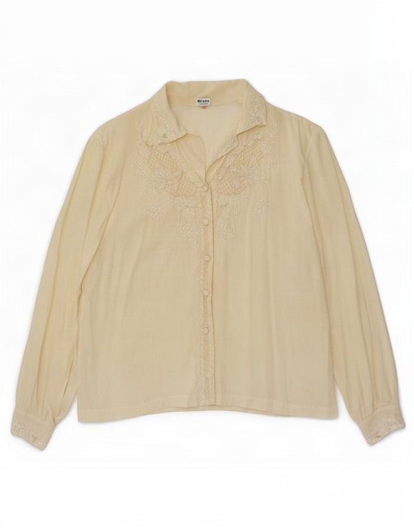 Blusa vintage para mujer IT 42 Seda floral blanca mediana