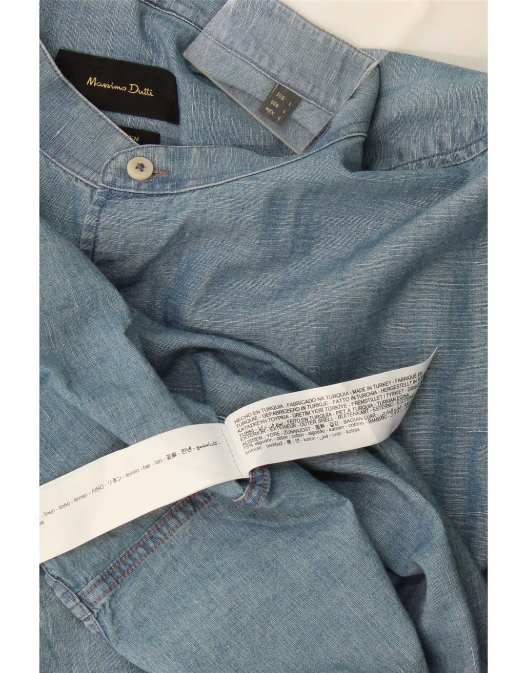 Camisa Massimo Dutti Hombre Large Azul Algodón