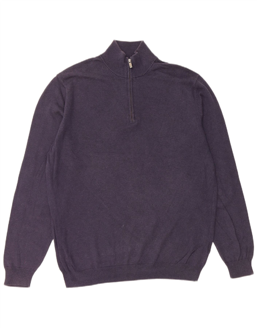 MASSIMO DUTTI Jersey De Cuello Con Cremallera Para Hombre Large Azul Marino Algodón