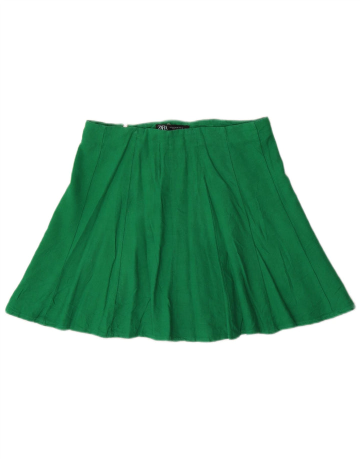 Zara Mujer Minifalda XS W24 Lino Verde