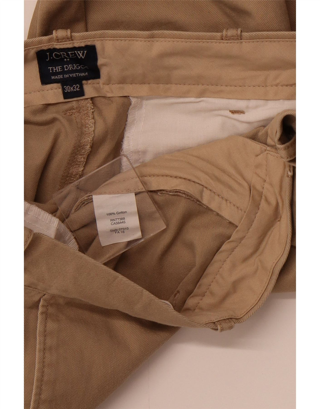J. CREW Pantalones chinos ajustados The Driggs para hombre W30 L32 Algodón beige