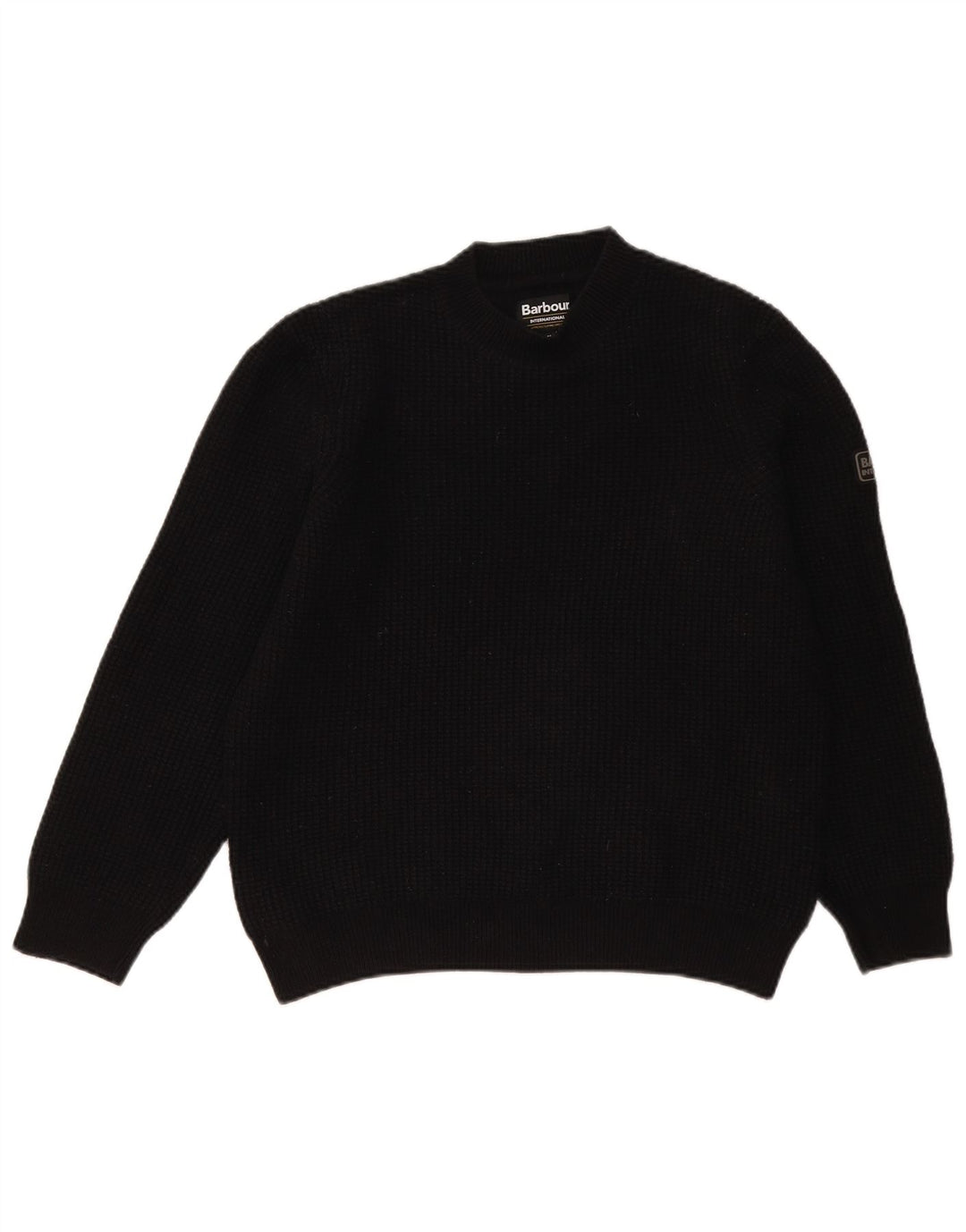 Jersey Barbour Mujer Con Cuello Alto De Lana Negra Mediana