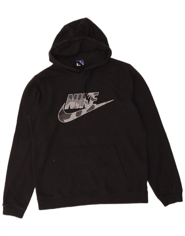 Nike Sudadera con capucha gráfica para hombre, jersey de algodón negro mediano