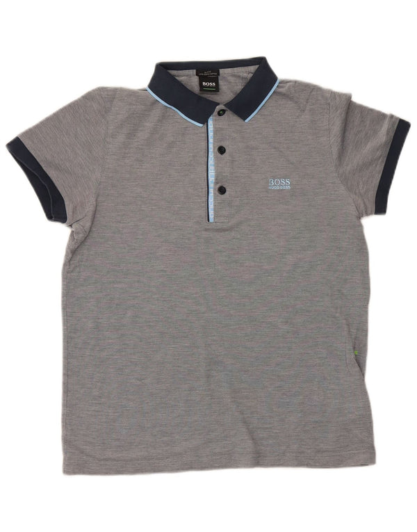 Hugo Boss Hombre Polo Polo De Algodón Color Block Gris Medio