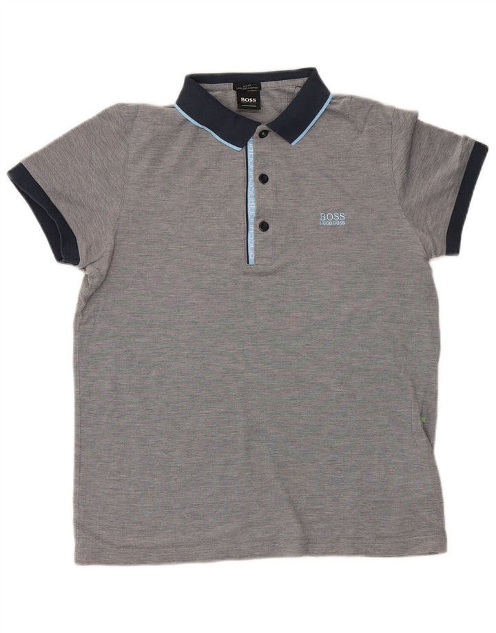 Hugo Boss Hombre Polo Polo De Algodón Color Block Gris Medio