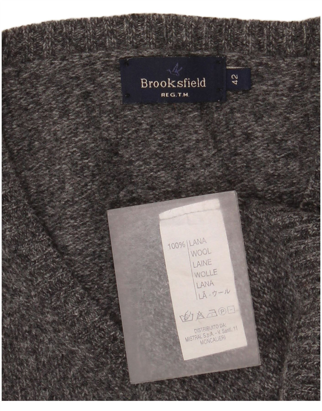 Brooksfield Jersey con cuello en V para mujer IT 42 Lana moteada gris medio