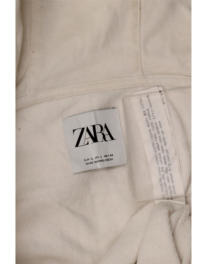 Zara Hombre Sudadera Con Capucha Y Cremallera Grande Algodón Blanco