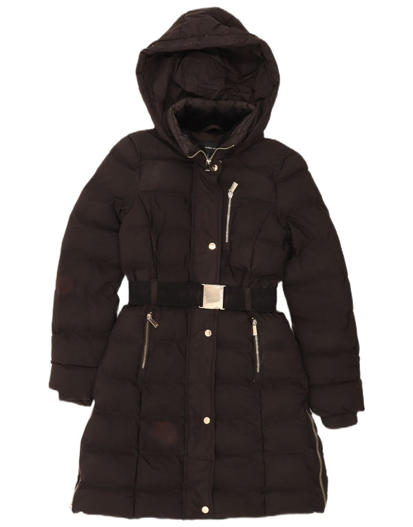 Karen Millen Abrigo acolchado con capucha y gráfico para mujer UK 6 XS Poliéster negro