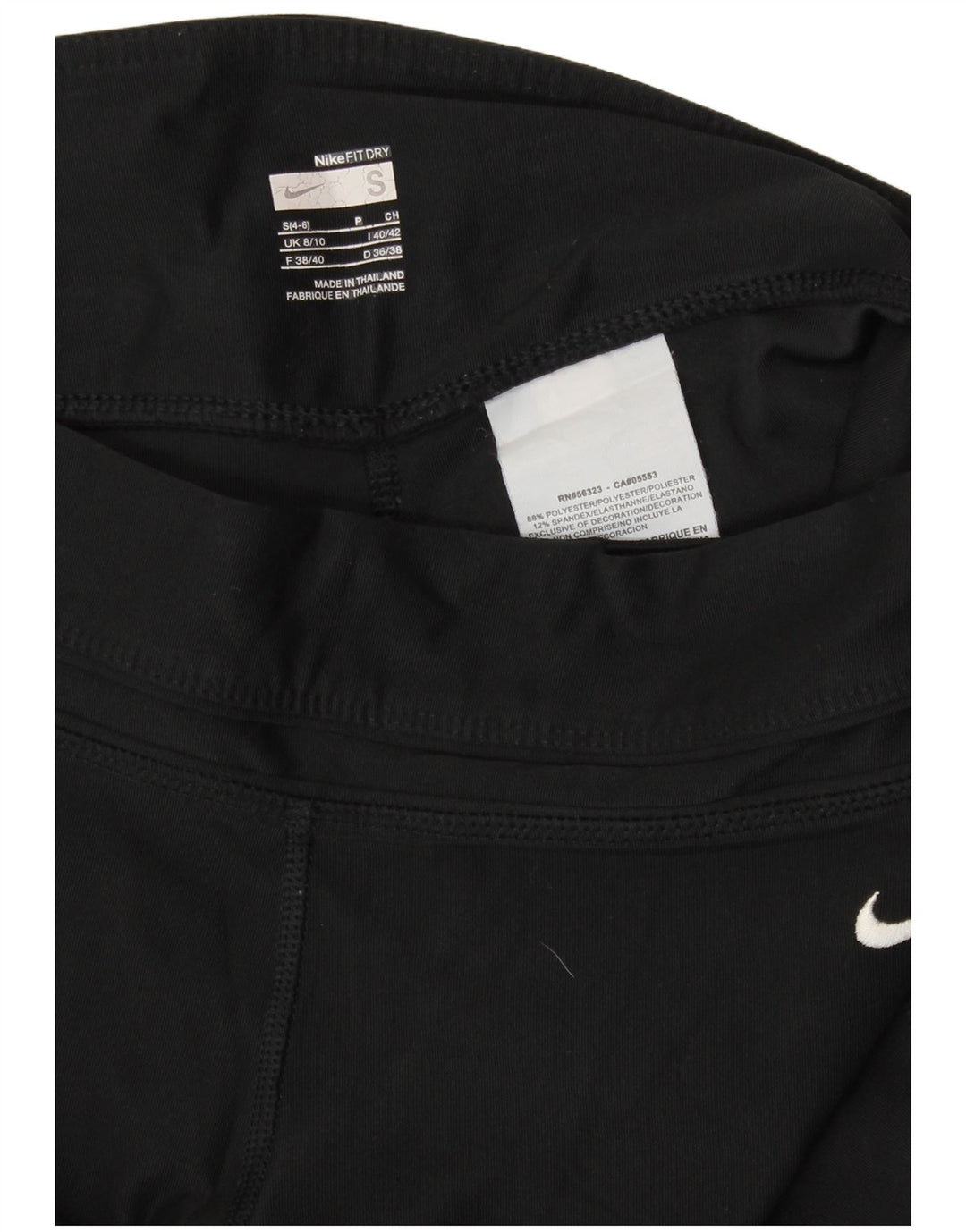 Nike Mujer Capri Chándal Pantalones Reino Unido 8/10 Pequeño Negro Poliéster