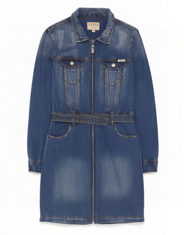 Guess Girls Long Sleeve Denim Dress 11-12 Years Blue Cotton