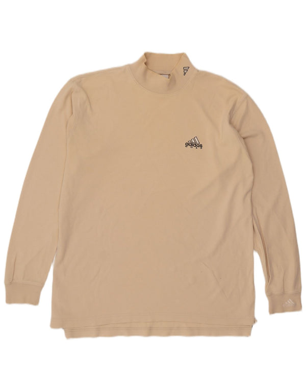 Adidas Hombre Camiseta Manga Larga UK 38/40 Medio Beige Algodón