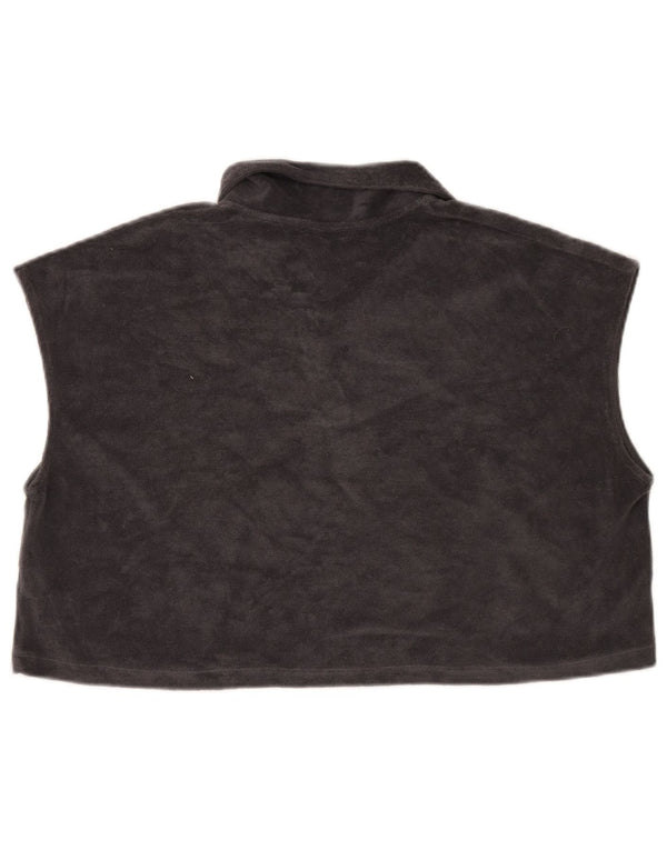 Zara Jersey de forro polar de manga corta y corte extragrande para mujer, talla 44, color gris medio