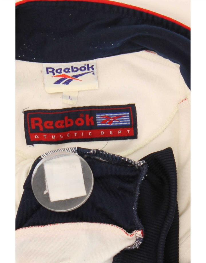 Reebok - Chaqueta de chándal para hombre, talla grande, color blanco, poliéster