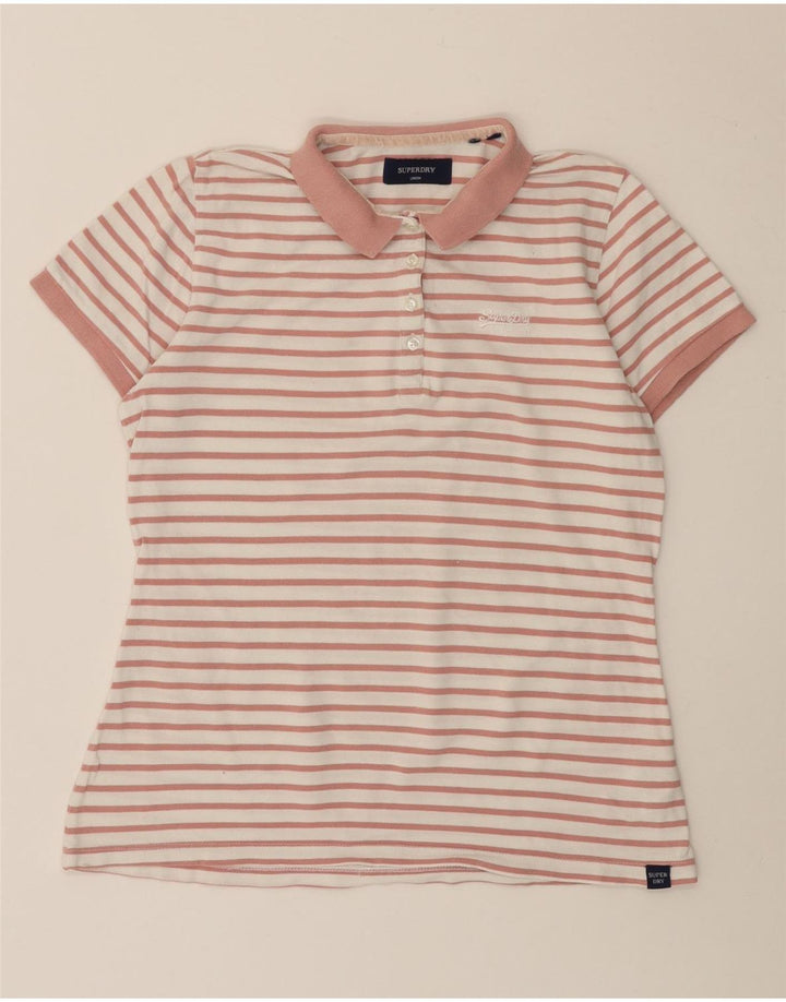 SUPERDRY Polo para mujer UK 40 Algodón a rayas rosa medio