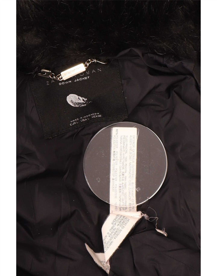 Zara Mujer Chaqueta Acolchada UK 44 Grande Poliéster Negro