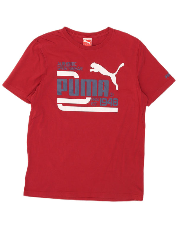 Puma - Camiseta gráfica para hombre, parte superior de algodón rojo mediano