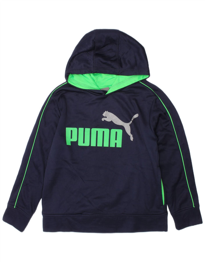 PUMA Jersey con capucha gráfica para niños 7-8 años Pequeño Azul Marino Poliéster